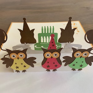 Owl birthday pop-up card