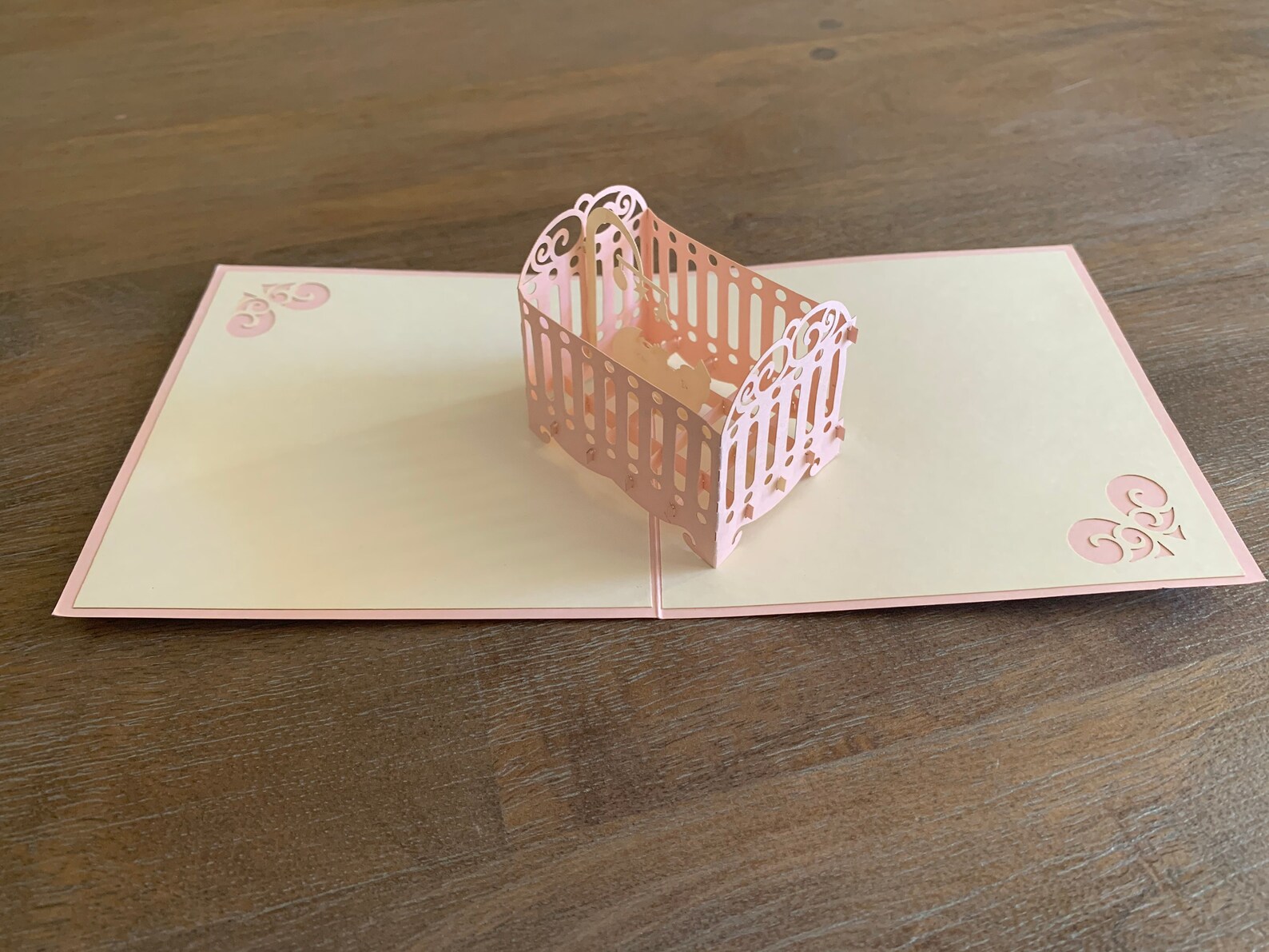 Baby Cot Pop up Card pink Etsy