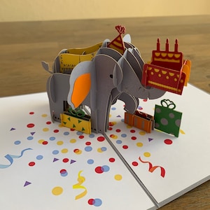 Birthday elephant pop up card