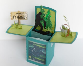 ETApopupcard 3D Pop Up Fishing Card – Leaping Fish in Lake