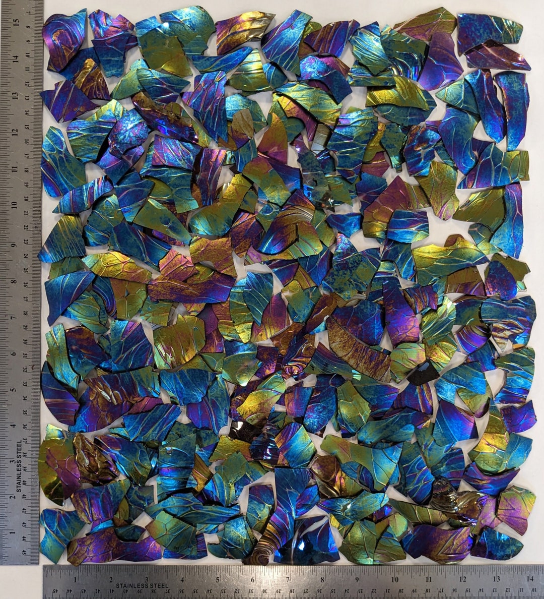 Glass Scrap-two Pounds medium Rainbow Iridescent Scrap-hand Blown ...