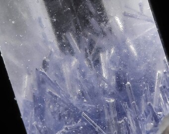 One XXS DUMORTIERITE in QUARTZ Crystal Point - Blue Quartz Dumortierite Crystal, Dumortierite Quartz Point, Clear Quartz Crystal E0411