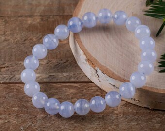 BLUE LACE AGATE Power Bracelet - Blue Lace Agate Bracelet, Blue Lace Agate Stone, Blue Lace Agate Crystal, Blue Lace Agate Jewelry E0591