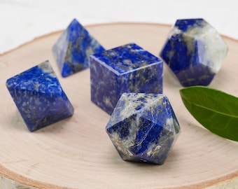 LAPIS LAZULI Platonic Solids 5 Piece Set - Sacred Geometry Lapis Lazuli Stone, Chakra Crystal, Lapis Lazuli Crystal, Healing Crystal E0966
