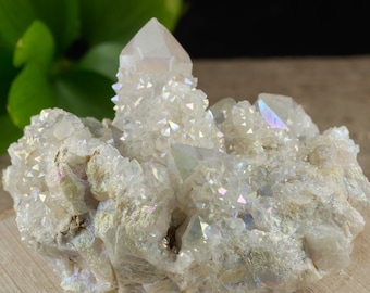 Angel AURA QUARTZ - Rainbow Aura Quartz, Crystal Cluster, Spirit Quartz, Crystal Decor, Metaphysical, R0422