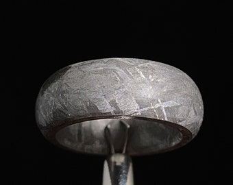 GIBEON Meteorite Ring - Size 5.75 - Meteorite Ring Men, Wedding Band Meteorite, Space Astronomy Gifts, 45929