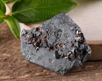 One Medium HEMATITE Crystal w/ RUTILE - Raw Hematite, Hematite Stone, Healing Stone, Healing Crystal, Rocks and Gems Rocks & Minerals E0475