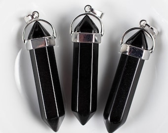 Colgante de cristal BLACK ONYX - Puntos de cristal, joyería hecha a mano, cristales y piedras curativas, E1957