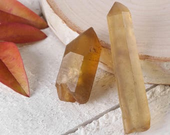 Two Small Raw CITRINE Crystal Points - Untreated Citrine, Natural Citrine Point, Facet Grade, Healing Crystal, Citrine Jewelry Making E0424