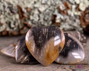 Feather AGATE Crystal Heart - Crystal Cabochon, Jewelry Making, Self Care, Home Decor, E1677