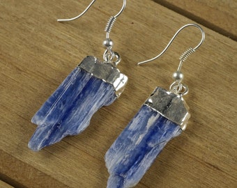 Thai and Sterling Silver Earrings and Pendant Set Handcut Green Kyanite