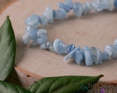 AQUAMARINE Chip Beaded Bracelet - Crystal Jewelry, Gemstone Bracelet, Healing Crystals and Stones, Birthstone Jewelry, E0631