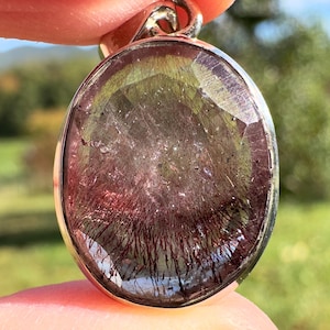 SUPER SEVEN QUARTZ Crystal Pendant - Sterling Silver, Oval -  Fine Jewelry, Healing Crystals and Stones, 54131