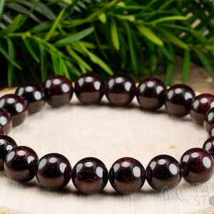 STAR GARNET Round Bead Crystal Bracelet  :  Handmade Birthstone Healing Stone Jewelry, Gemstone Gift, E1053