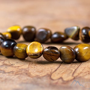 TIGERS EYE Crystal Bracelet - Tumbled Beads - Beaded Bracelet, Handmade Jewelry, Healing Crystal Bracelet, E0906