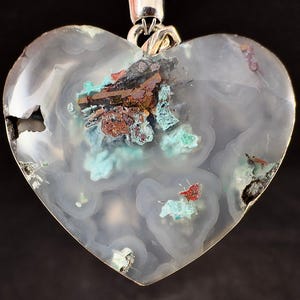 Confetti CHRYSOCOLLA Copper Chalcedony Crystal Pendant - Sterling Silver - Fine Jewelry, Healing Crystals and Stones, 54662