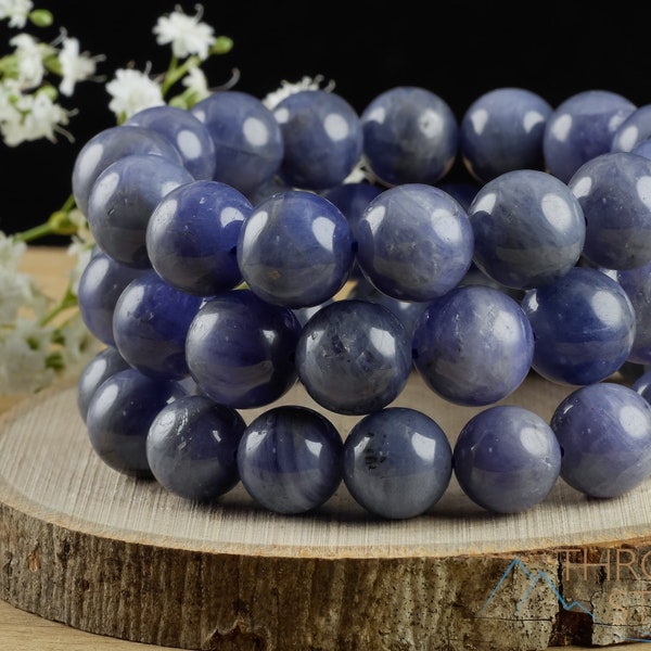 TANZANITE Crystal Bracelet - Round Beads - Beaded Bracelet, Birthstone Bracelet, Handmade Jewelry, Healing Crystal Bracelet,  E1240