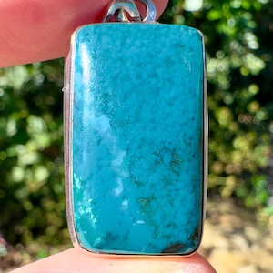 CHRYSOCOLLA Crystal Pendant - Gem Silica, Blue Chalcedony, Sterling Silver - Fine Jewelry, Healing Crystals and Stones, 54188