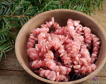 RHODOCHROSITE Crystal Bracelet - Gemmy Chip Beads - Beaded Bracelet, Handmade Jewelry, Healing Crystal Bracelet, E1372