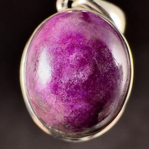 SUGILITE Crystal Pendant - Sterling Silver, Oval Cabochon - Fine Jewelry, Healing Crystals and Stones, 54562