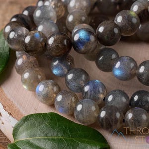 Pulsera de cristal de labradorita - Cuentas redondas - Pulsera de cuentas, joyería hecha a mano, pulsera de cristal curativo, E0610