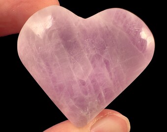 KUNZITE Heart Carving - Polished Crystal Decor, Genuine Rocks + Minerals For Stone Collections, 57046