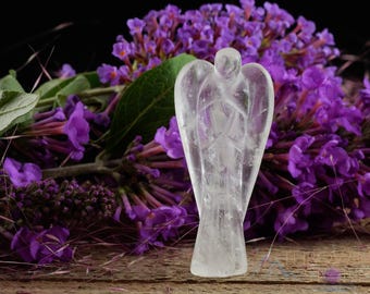 QUARTZ TRANSPARENT Crystal Angel - Sculpture sur cristal, figurines d'anges, décoration d'intérieur, cristaux et pierres de guérison, E1182