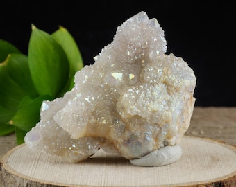 Angel AURA QUARTZ - Rainbow Aura Quartz, Crystal Cluster, Spirit Quartz, Crystal Decor, Metaphysical, R0420
