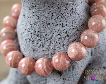 RHODOCHROSITE Crystal Bracelet, High Grade Banded Rhodochrosite Jewelry - Beaded Bracelet, Handmade Jewelry, Healing Crystal Bracelet, 38956