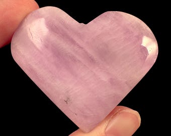KUNZITE Heart Carving - Polished Crystal Decor, Genuine Rocks + Minerals For Stone Collections, 57045