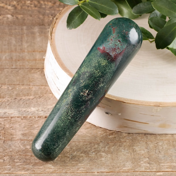 HELIOTROPE BLOODSTONE Crystal Massage Wand - Crystal Wand, Self Care, Healing Crystals and Stones, E0948