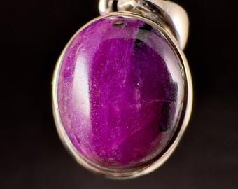 Gel SUGILITE Crystal Pendant - Sterling Silver, Oval Cabochon, Fine Jewelry, Healing Stones, 54556