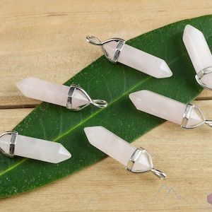 ROSE QUARTZ Crystal Pendant - Crystal Points, Birthstone, Handmade Jewelry, Healing Crystals and Stones, E1217