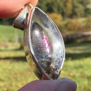 COVELLITE Pink Fire Quartz Crystal Pendant - Fine Jewelry, Healing Crystals and Stones, 53894