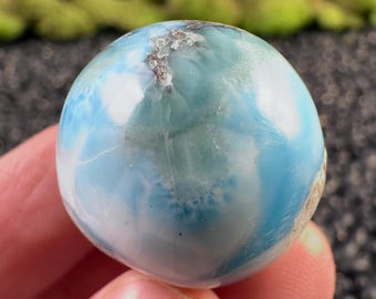 Polished LARIMAR Crystal Sphere - Natural Home Decor - Ocean Stone, Carved Gemstone Ball, 55966