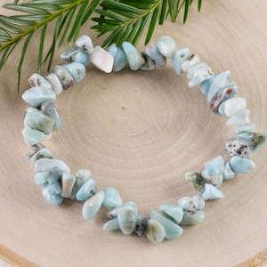 LARIMAR Crystal Bracelet - Chip Beads - Beaded Bracelet, Handmade Jewelry, Healing Crystal Bracelet,  E0725