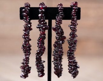 Genuine Garnet Gem Chip Bracelet with Beads Sterling Silver Handmade Genuine Garnet Gem Chip Bracelet with Beads Sterling Silver Handmade