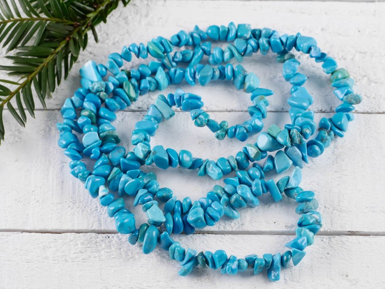 Howlite Necklace Howlite Bead Necklace Healing Crystal Jewelry E0820 34 Deep Turquoise Blue Dyed HOWLITE Chip Necklace Howlite Jewelry