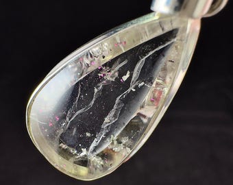 Ciondolo in cristallo di quarzo rosa fuoco COVELLITE - Gioielleria raffinata, cristalli e pietre curative, 54306