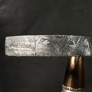 GIBEON Meteorite Ring - Size 14.5 - Meteorite Ring Men, Wedding Band Meteorite, Space Astronomy Gifts, A 51229