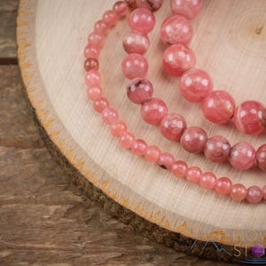 RHODOCHROSITE Crystal Bracelet - Gemmy Round Beads - Beaded Bracelet, Handmade Jewelry, Healing Crystal Bracelet, E1604