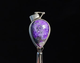 SUGILITE Crystal Pendant - Sterling Silver, Teardrop - Fine Jewelry, Healing Crystals and Stones, 45943