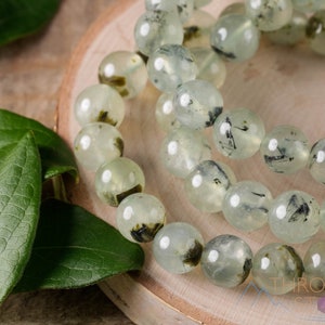 PREHNITE Crystal Bracelet - Round Beads, Petite - Beaded Bracelet, Handmade Jewelry, Healing Crystal Bracelet,  E0606