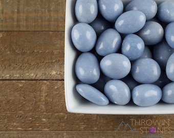 ANGELITE Tumbled Stones - Polished Blue Anhydrite Crystals, Genuine Rocks To Collect, Self Care, E0032
