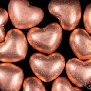 Escultura de corazón de cobre: forma de metal macizo pulido natural para coleccionistas de piedras, vitrinas, E0202