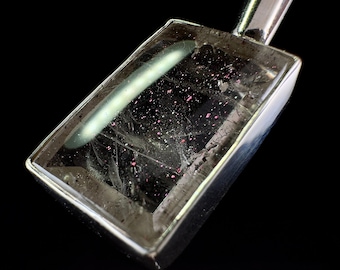 Ciondolo in cristallo di quarzo rosa fuoco COVELLITE - Gioielleria raffinata, cristalli e pietre curative, 54301