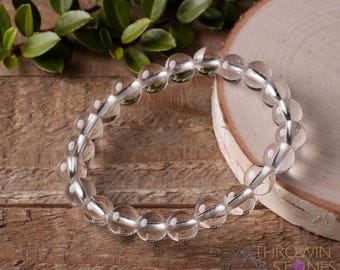 CLEAR QUARTZ Crystal Bracelet  :  4-12mm Round Bead Handmade Healing Stone Jewelry, E0648