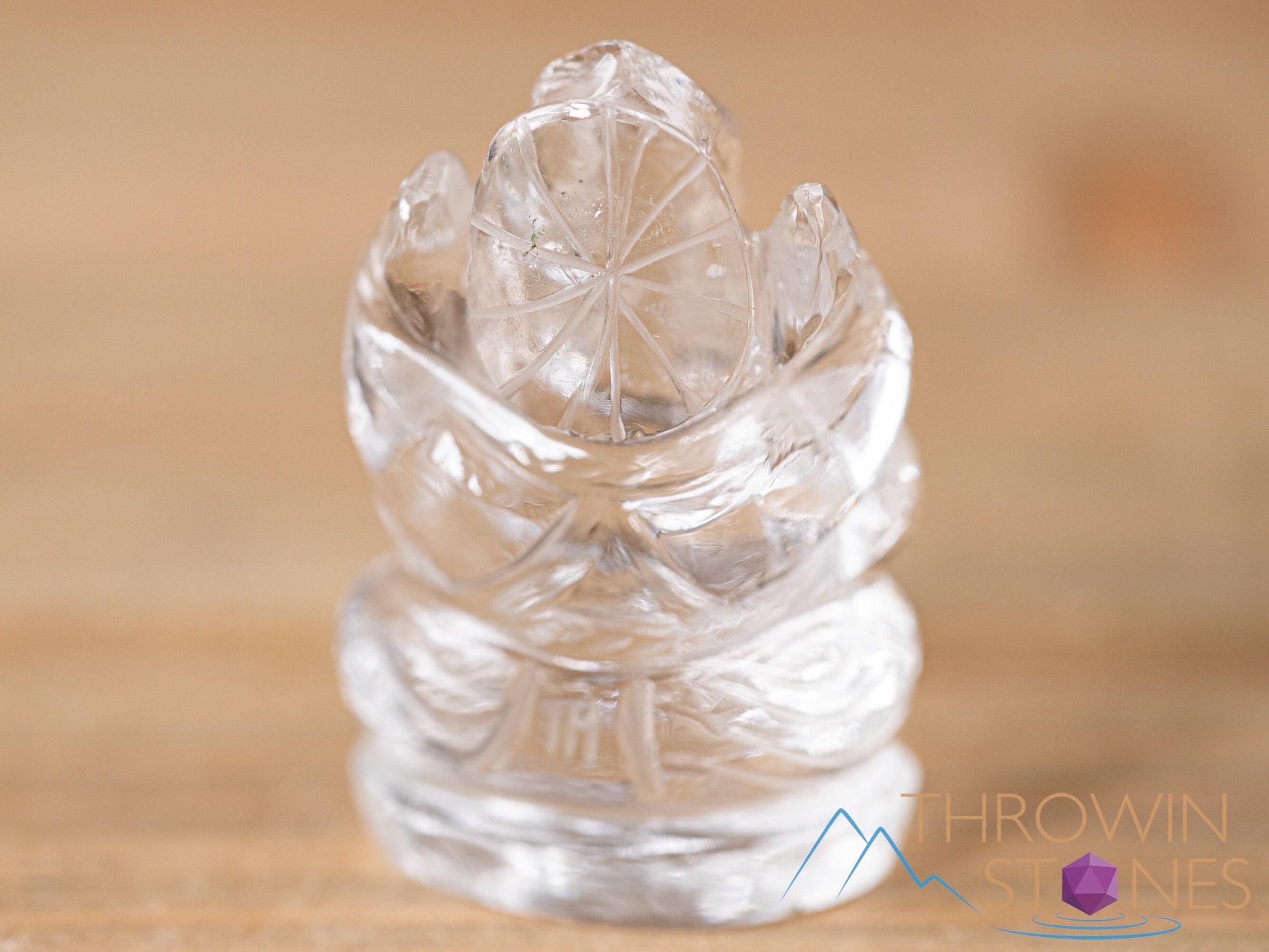 クリアヒマラヤクォーツクリスタルガネーシャ像：本物の石彫刻