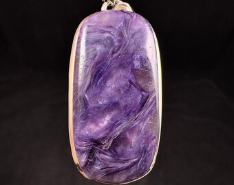 CHAROITE Crystal Pendant - Sterling Silver - Fine Jewelry, Healing Crystals and Stones, 52885