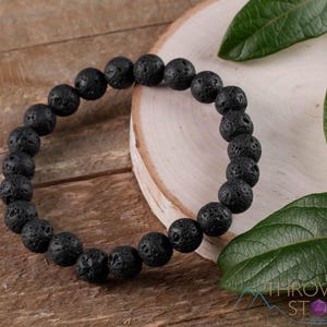 LAVA ROCK Bead Bracelet  :  6-12mm Rounds, Aromatherapy Diffuser Raw Crystal Handmade Jewelry, E0590